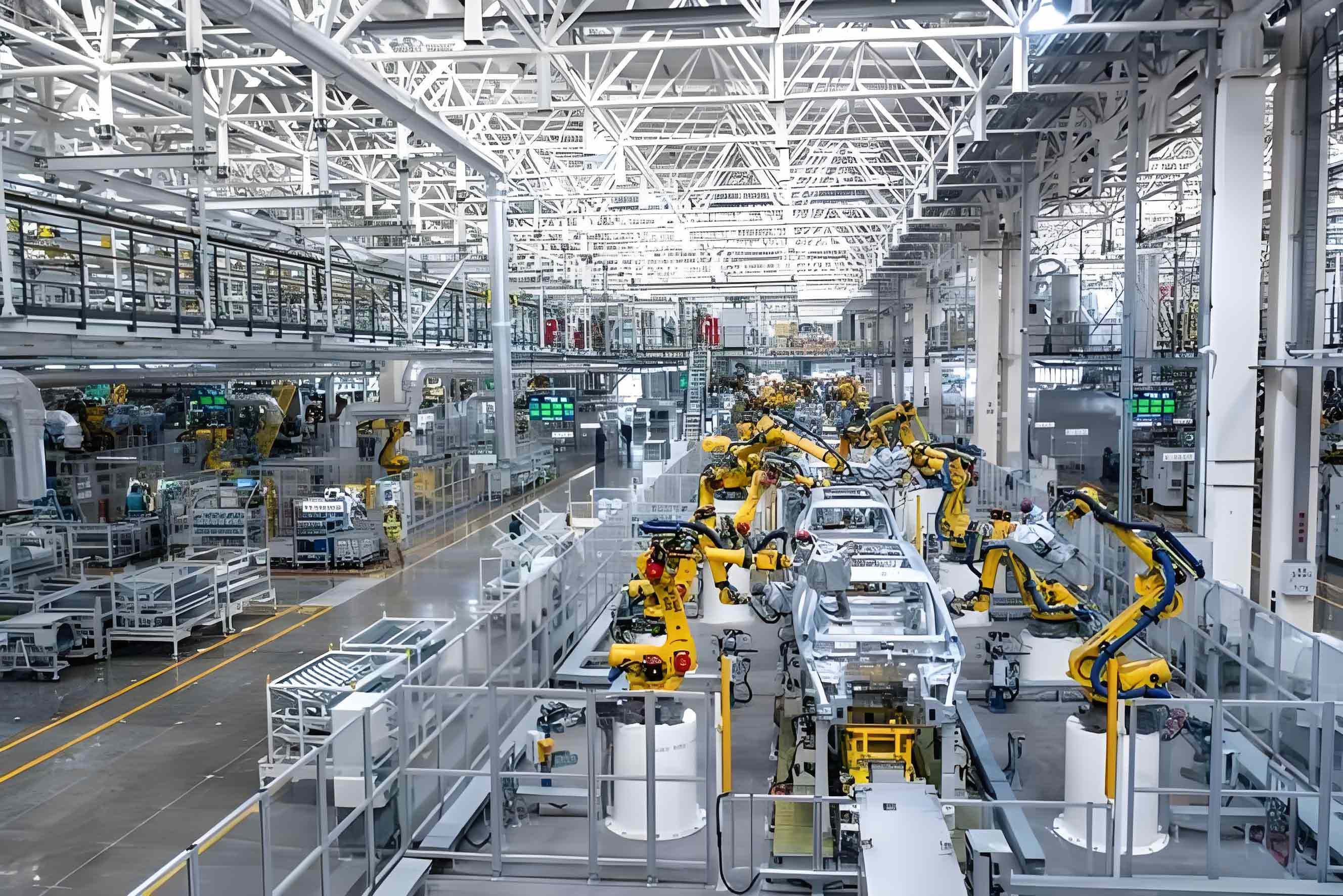 Inside a Chinese NEV manufacturing facility producing RHD vehicles for overseas markets.
